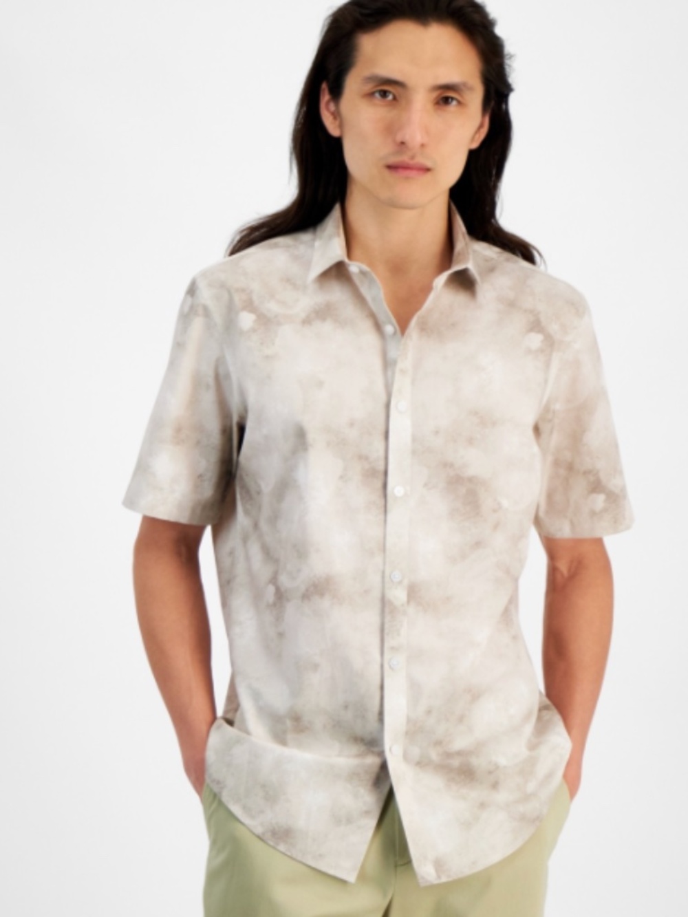 Alfani Men's Regular-Fit Stretch Watercolor Petal-Shirt SIZE 3XL NWT
